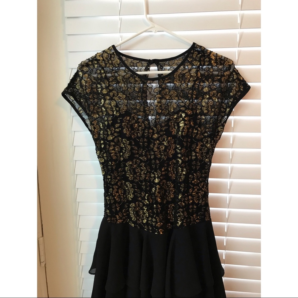 Vintage Black & Gold Cocktail Dress - Picture 2 of 8